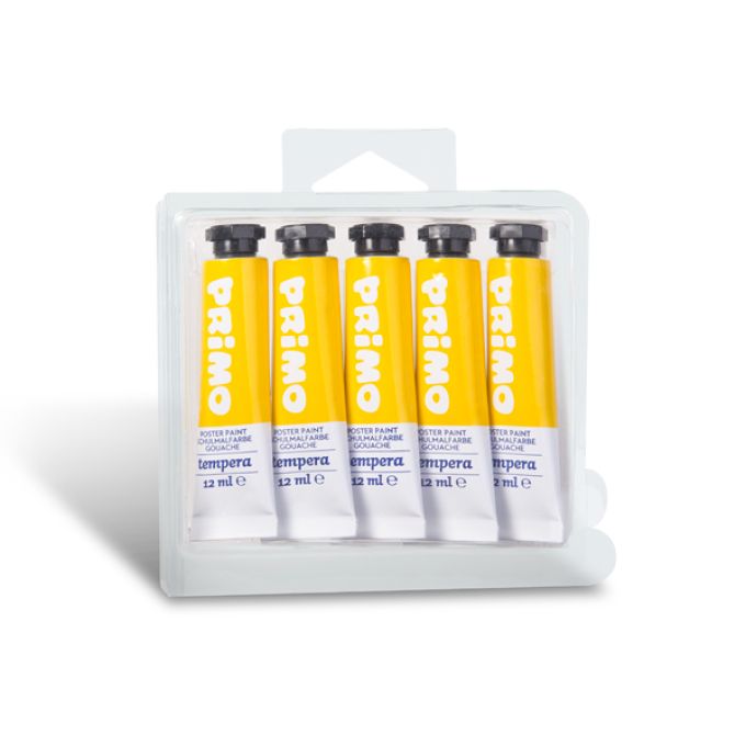 5 x 12ml Premium Poster Paint - Primary Yellow